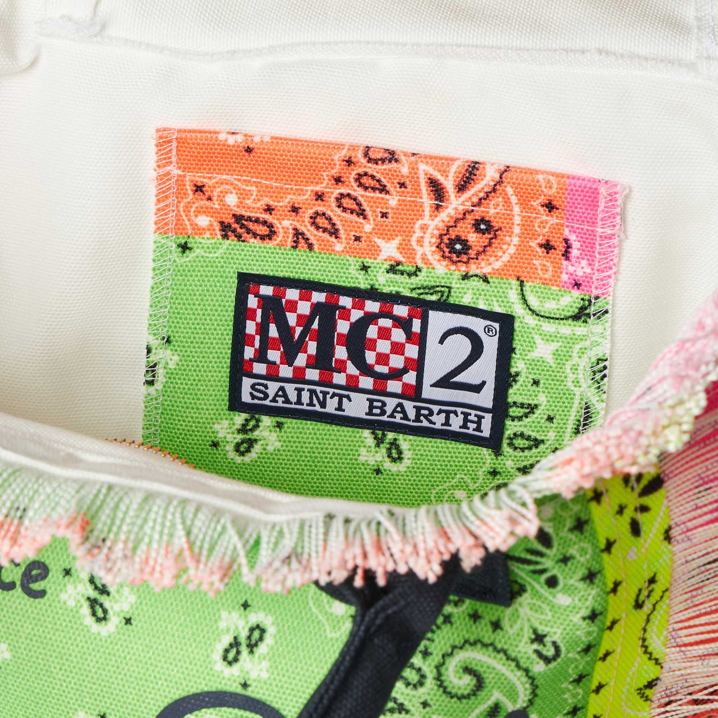 Colette-Handtasche aus Baumwollcanvas mit fluoreszierendem Bandana-Print