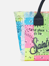 Colette-Handtasche aus Baumwollcanvas mit fluoreszierendem Bandana-Print