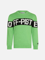 Maglia da bambino verde fluo con scritta Off-Piste