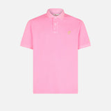 Pink piquet polo with St. Barth logo and vintage effect