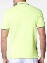 Poloshirt aus Fluo-Piquet in Gelb mit St. Barth-Karologo