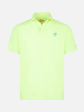 Polo da uomo in jersey di cotone giallo fluo