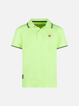 Fluogelbes Piquet-Polo mit St. Barth-Logo