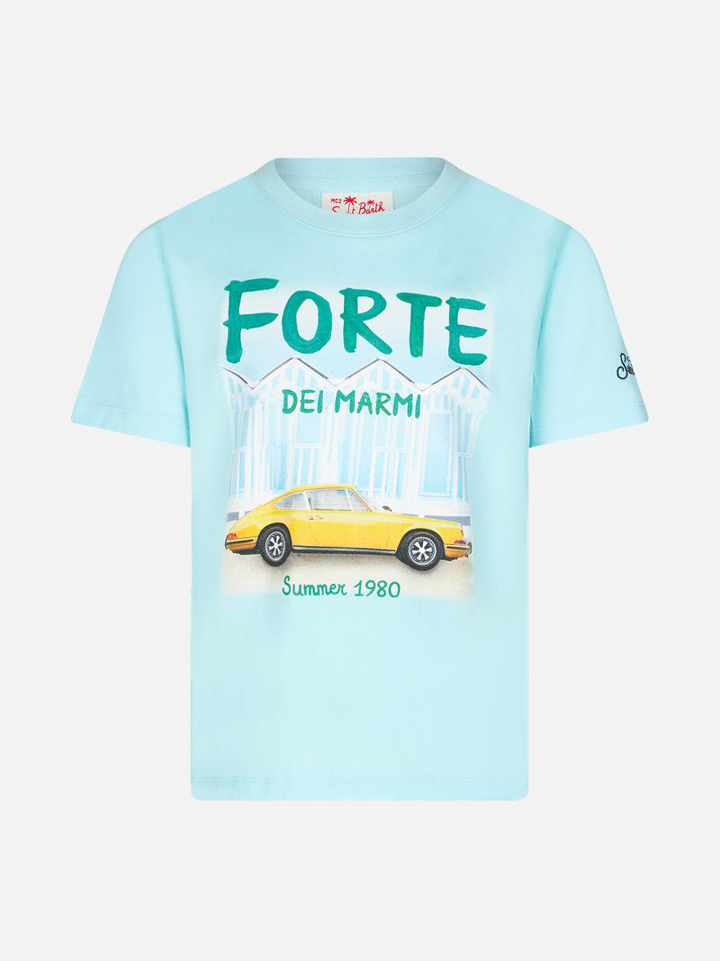 Baumwoll-T-Shirt für Jungen mit Forte dei Marmi-Autoaufdruck