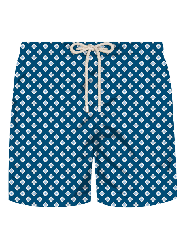 Comfort Light stretch swim shorts with tie print