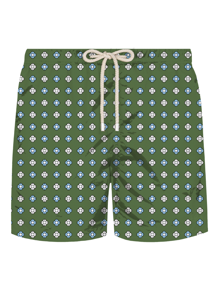 Comfort Light stretch swim shorts with tie print