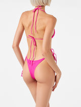 Woman fuchsia bandeau bikini