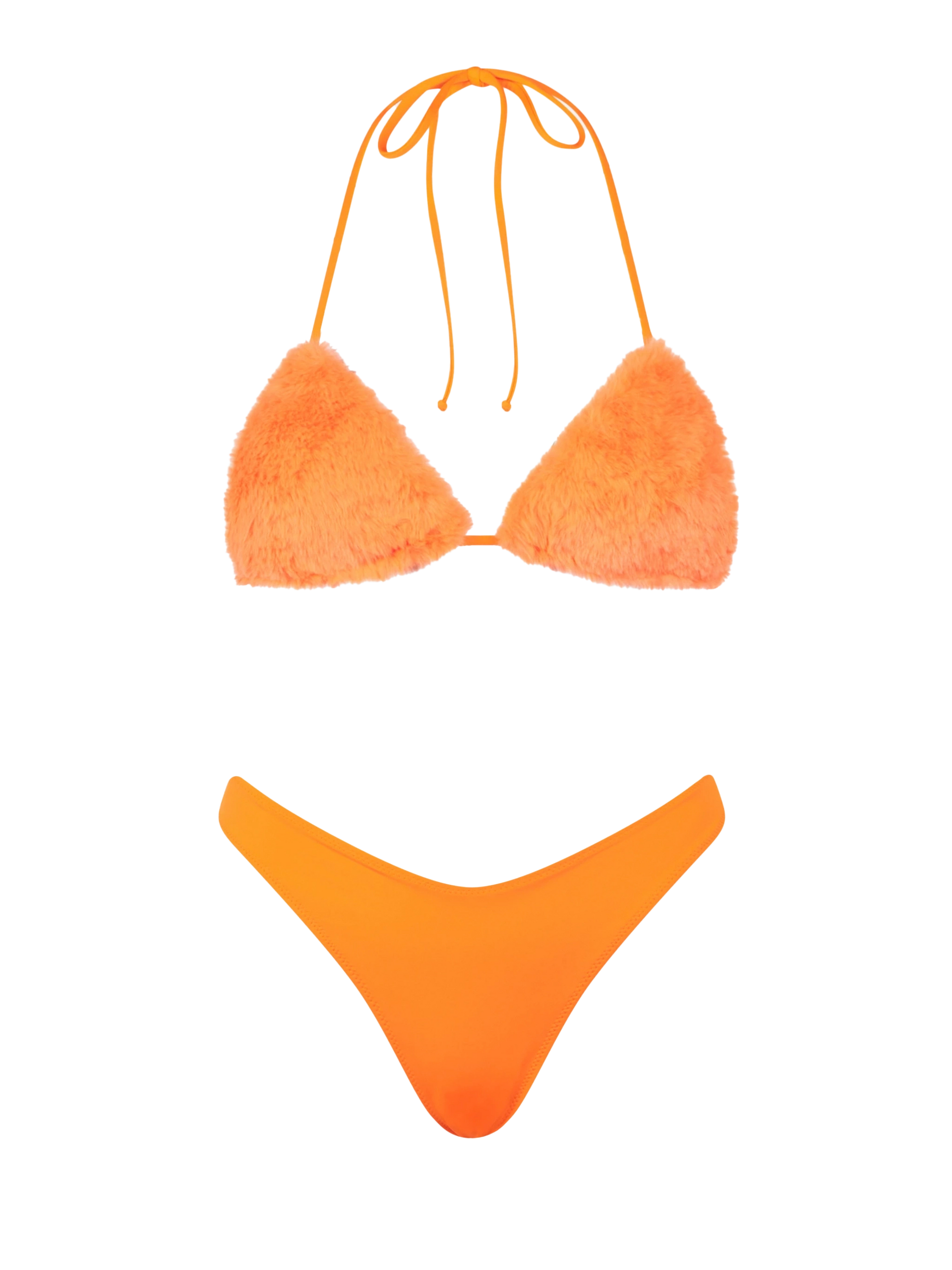 Leah Naomi fluo orange faux fur triangle bikini – MC2 Saint Barth