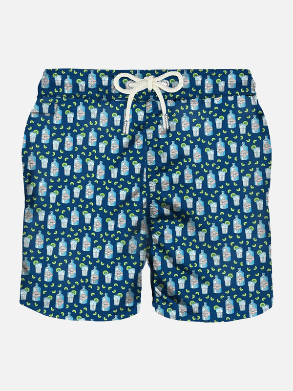 Herren-Badeshorts aus leichtem Stoff mit Gin-Print 