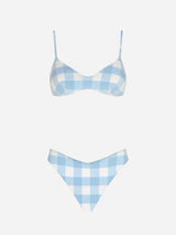 Gingham-Bralette-Bikini mit frecher Badehose