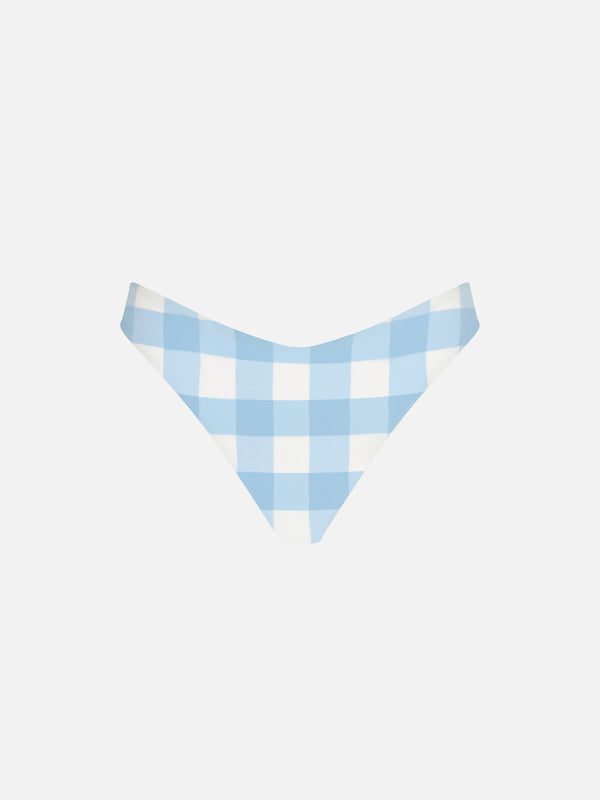 Woman cheeky swim briefs with gingham print