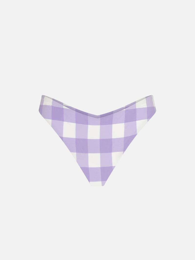 Woman cheeky swim briefs with gingham print