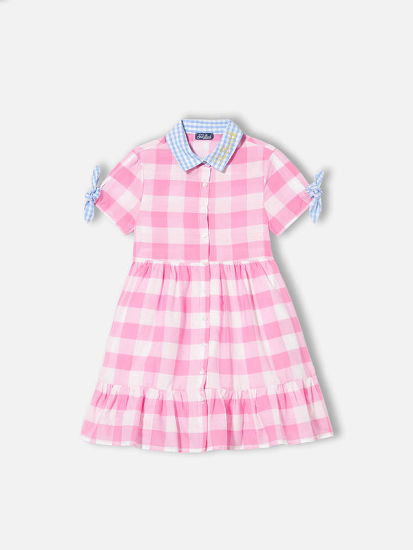 Gingham print girl dress