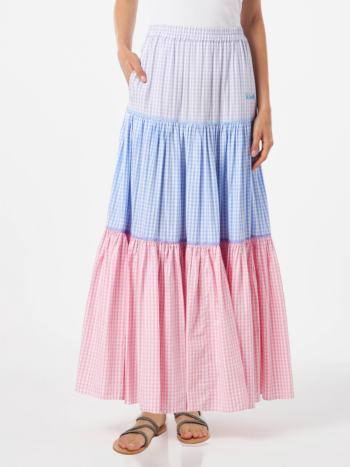 Baumwollrock mit Gingham-Print