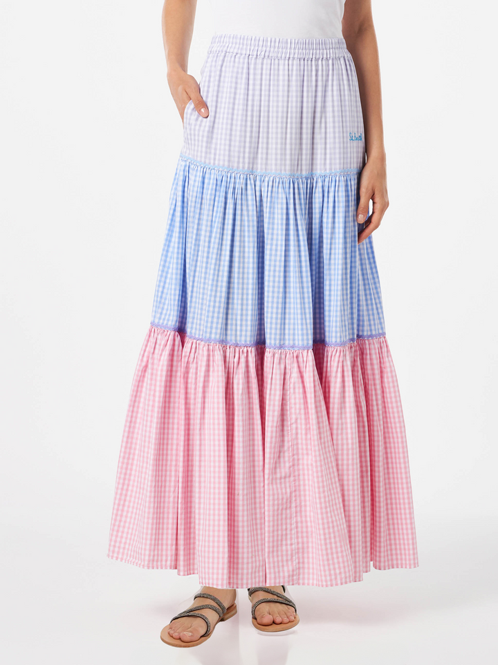 Baumwollrock mit Gingham-Print