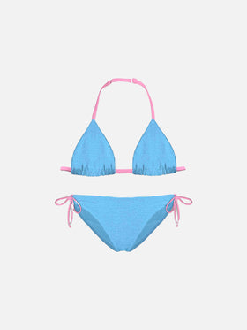 Hellblauer Triangel-Bikini für Mädchen