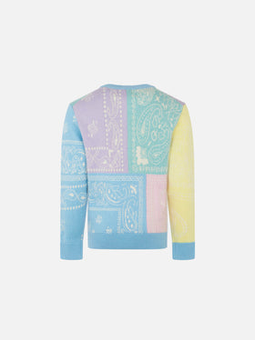 Maglione garzato da bambina stampa bandana