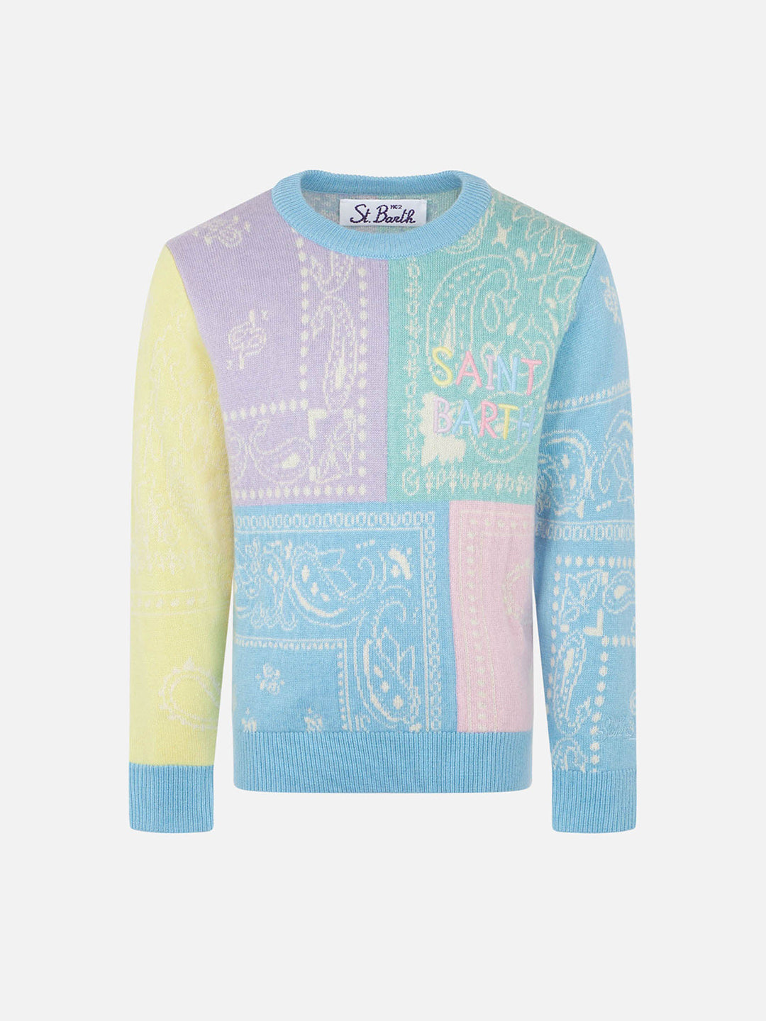Maglione garzato da bambina stampa bandana