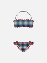 Mädchen-Bandeau-Bikini mit Gingham-Print