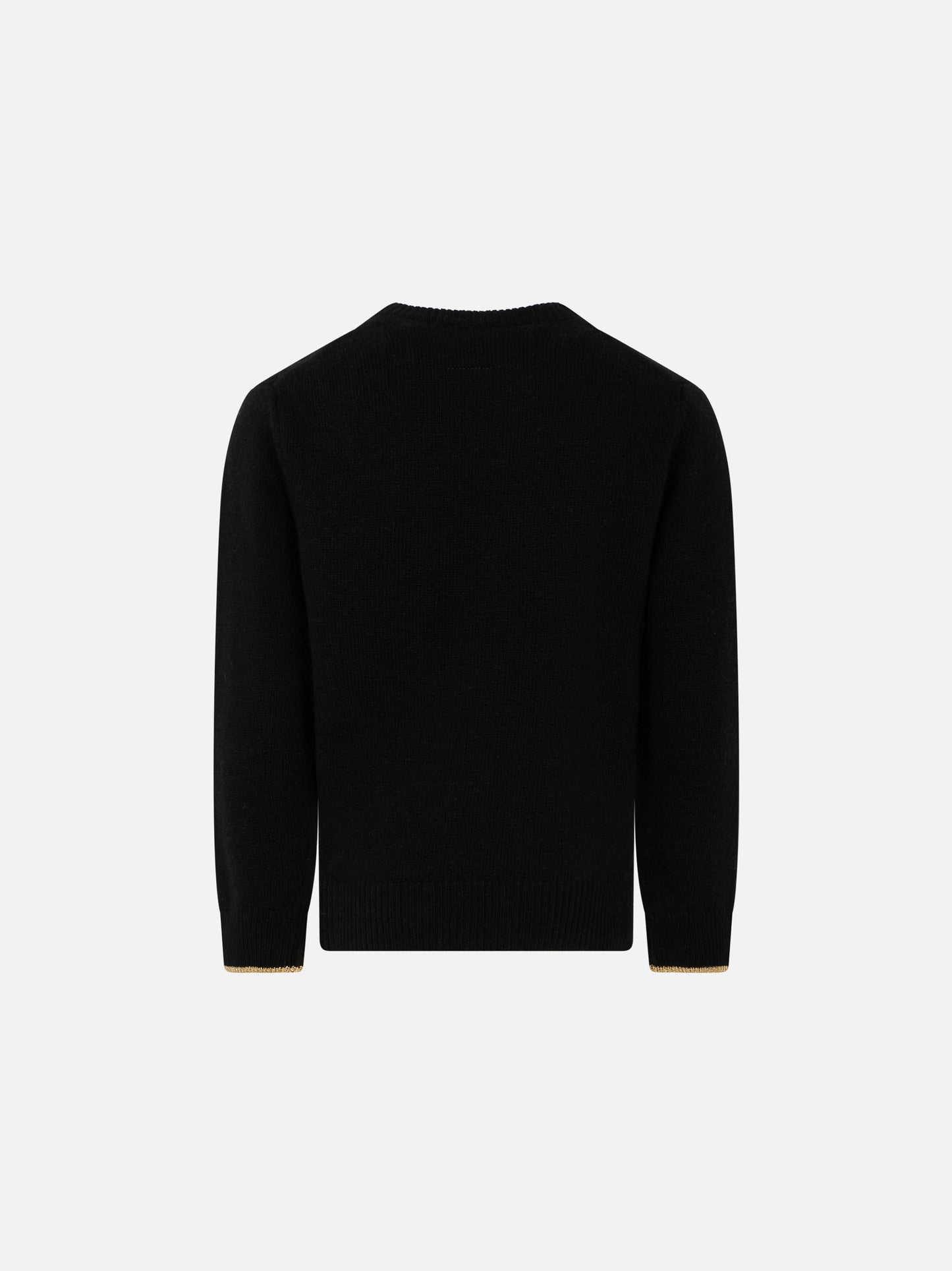 Schwarzer Mädchenpullover mit Princess-Lurex-Stickerei