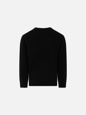 Schwarzer Mädchenpullover mit Princess-Lurex-Stickerei