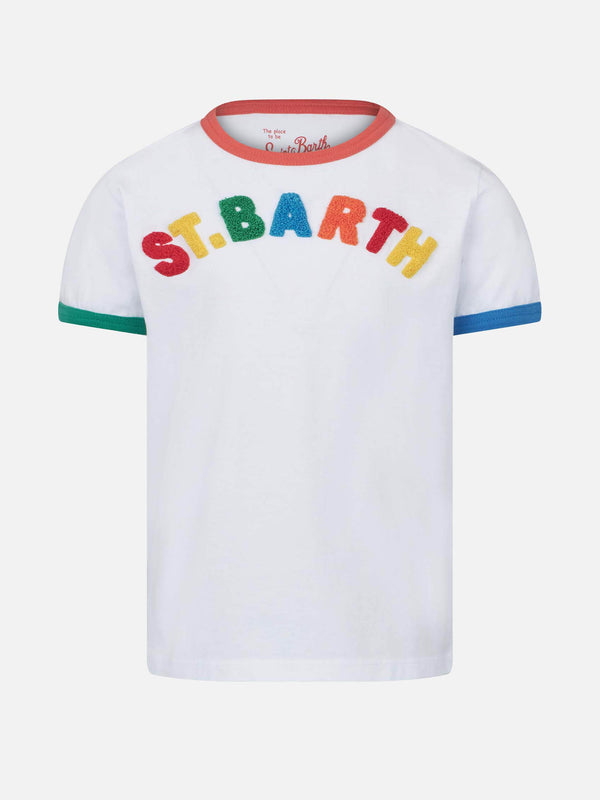 T-shirt da bambina in cotone con ricamo