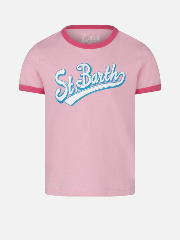 Girl cotton t-shirt with St. Barth print