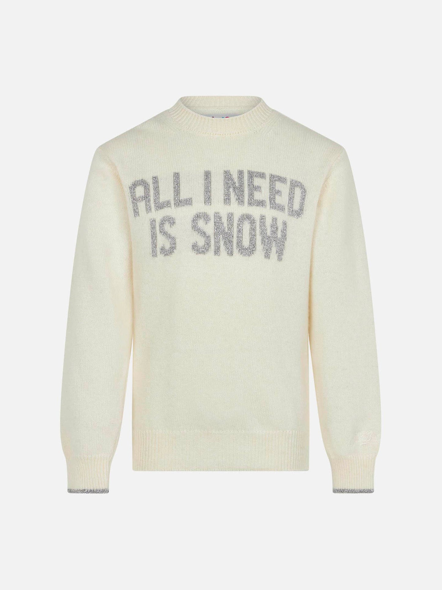 Maglione da bambina girocollo con scritta All I need is snow
