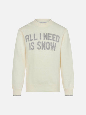Maglione da bambina girocollo con scritta All I need is snow