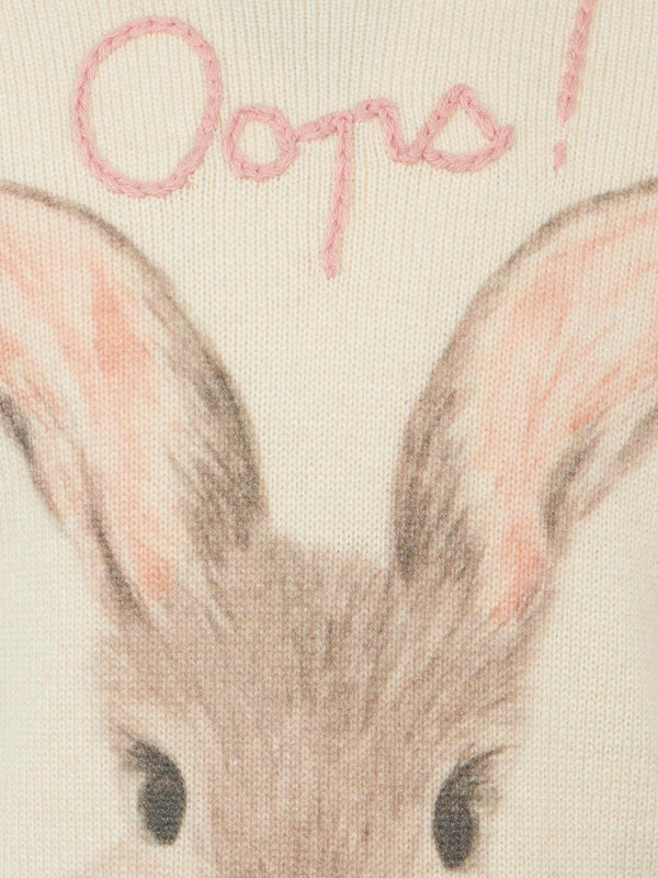 Girl crewneck sweater with bunny print