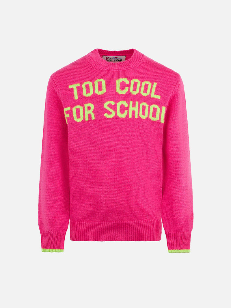 Maglione da bambina a girocollo con stampa Too Cool for School