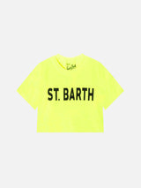 Girl fluo yellow crop t-shirt