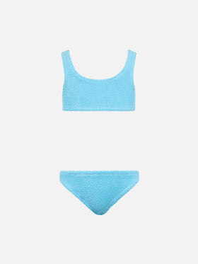 Girl light blue classic crinkle bikini Baker