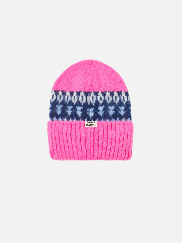 Girl soft beanie with nordic jacquard