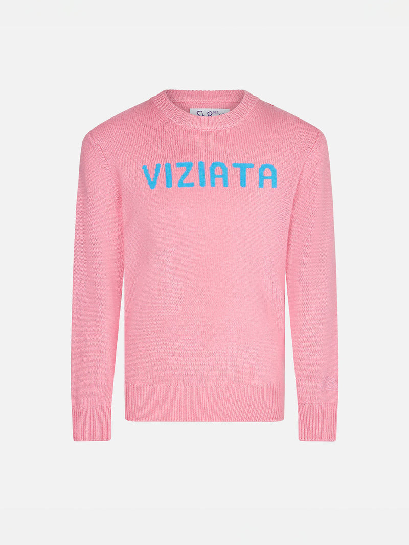 Maglia rosa da bambina con stampa Viziata