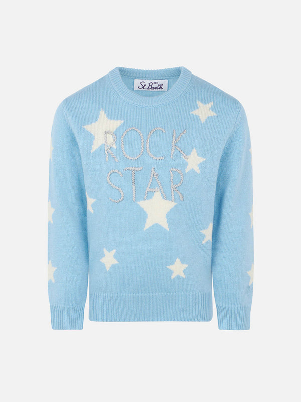 Maglia da bambina con stampa stelle e ricamo Rock Star