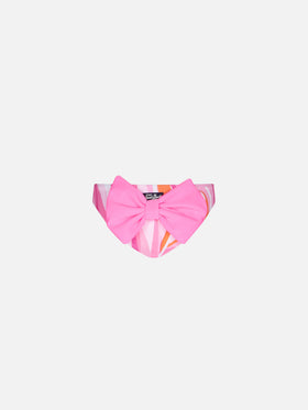 Slip da bagno da bambina con stampa onde multicolore