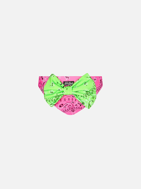 Girl swim briefs with pink bandanna print - MC2 Saint Barth