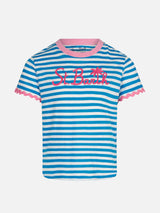 Girl t-shirt with stripes and embroidery