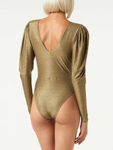 Bodywear / costume intero in maglia glitter oro 