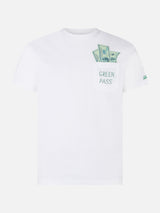 T-Shirt aus Baumwolle mit grünem Pass-Print