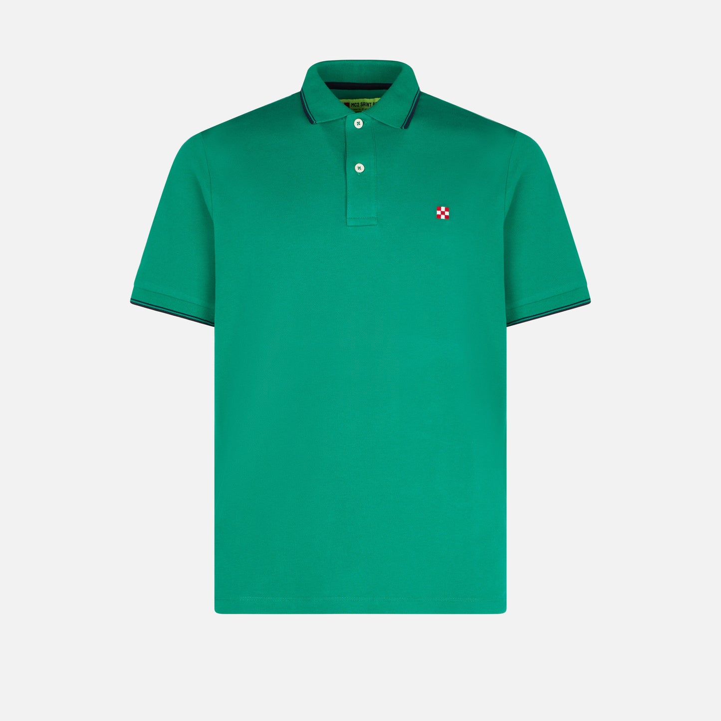 Green polo with St. Barth check logo