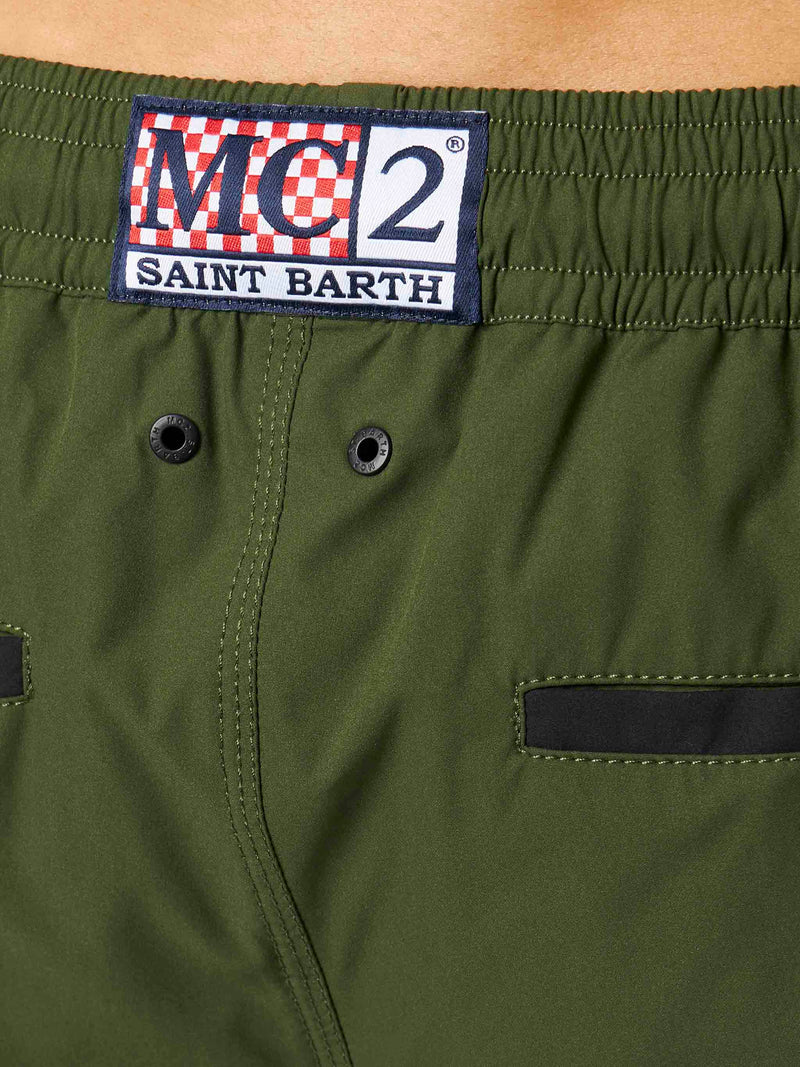 Man swim shorts with side logo and contrast