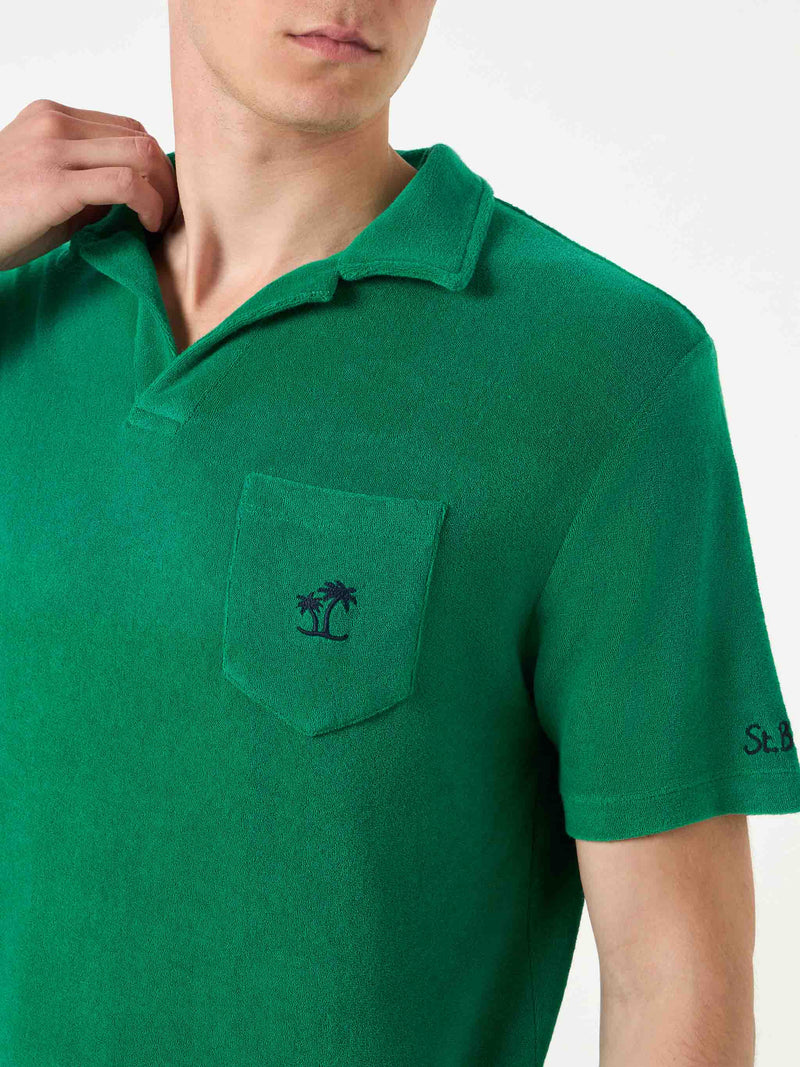 Grünes Frottee-Polo für Herren