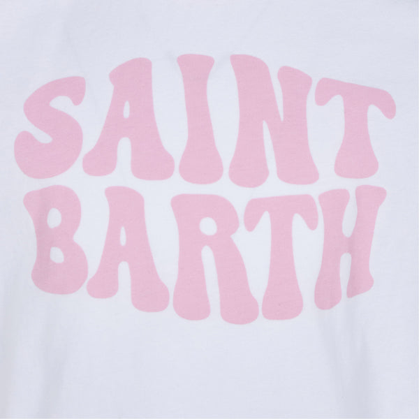 Girl cotton t-shirt with St. Barth groovy print