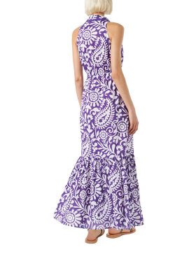 Woman halterneck dress with paisley print