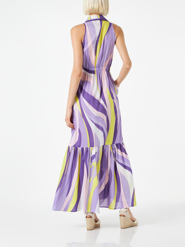 Neckholder-Kleid für Damen mit Wellenprint