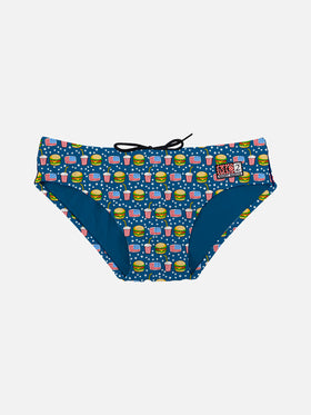 Slip da bagno da bambino con stampa hamburger