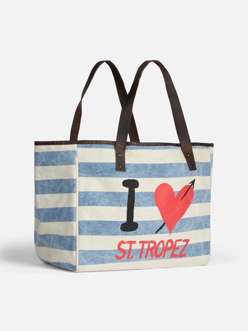 St. Tropez canvas bag with leather handles