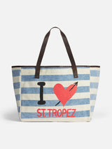 St. Tropez canvas bag with leather handles